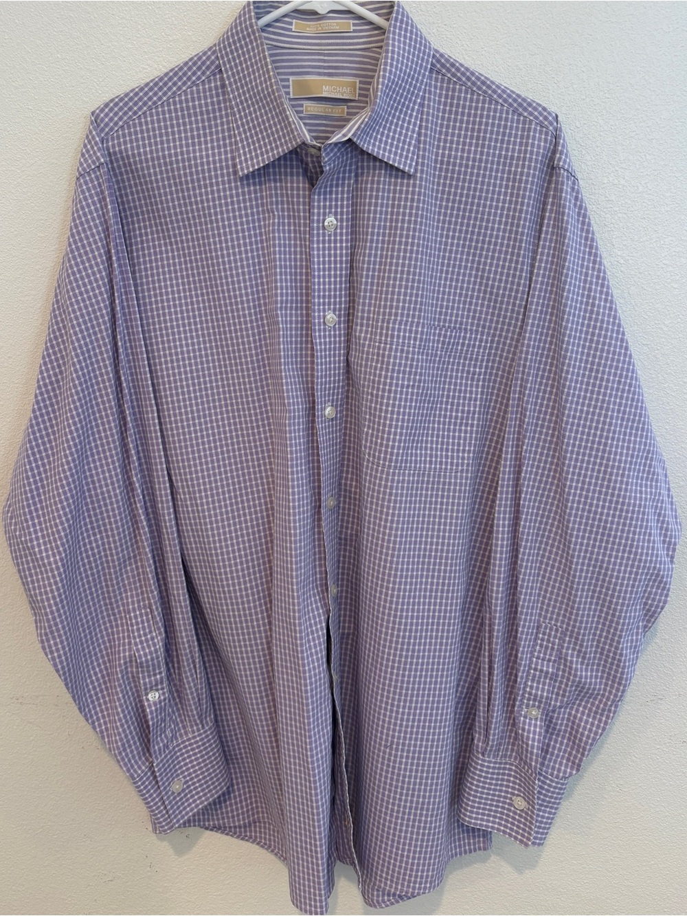 MICHAEL Michael Kors Lavender Check Long-Sleeve Dress Shirt 171/2